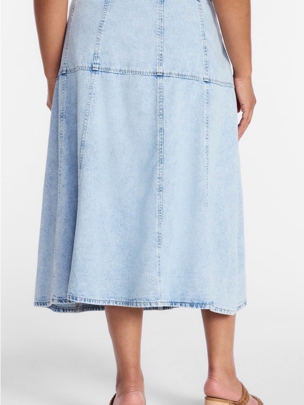 Terra & Sky Faded Blue Button-Front Denim Midi Skirt size 20W - Picture 4 of 10